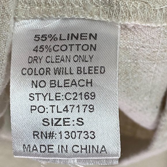 Umgee Textured Linen/Cotton Oversized Frayed Collar Draw String Waist Oatmeal Si - Picture 10 of 11